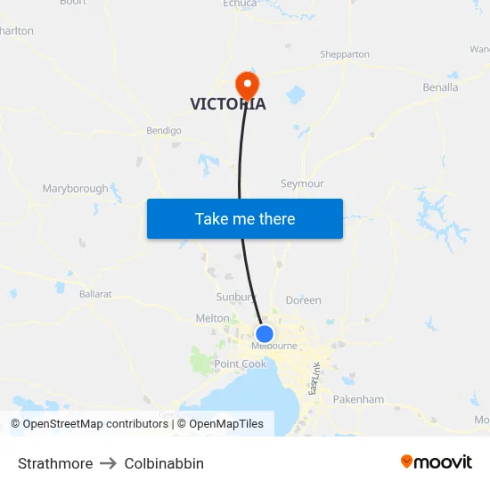 Strathmore to Colbinabbin map