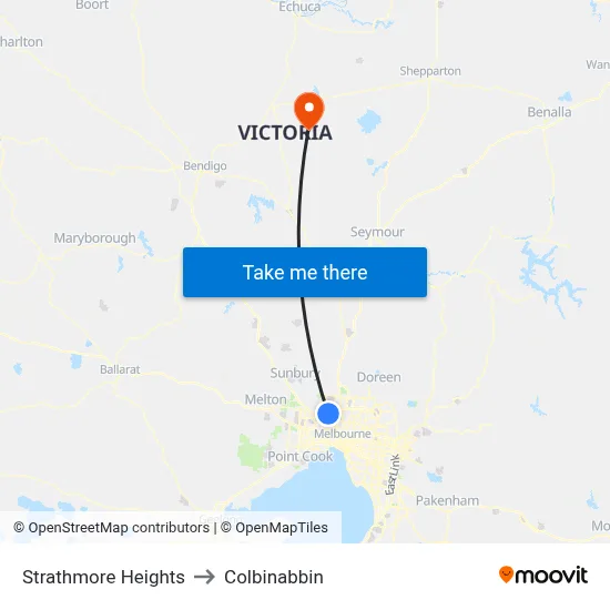 Strathmore Heights to Colbinabbin map