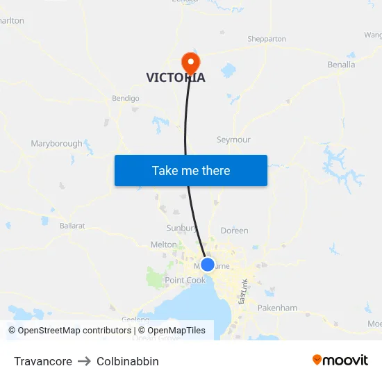Travancore to Colbinabbin map