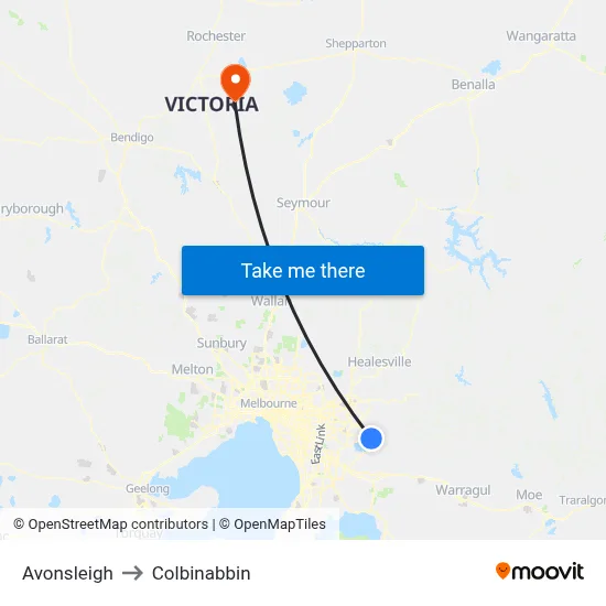 Avonsleigh to Colbinabbin map