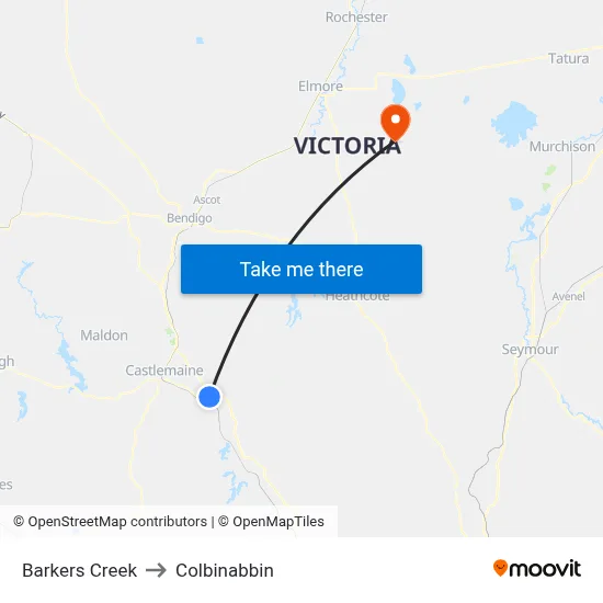Barkers Creek to Colbinabbin map