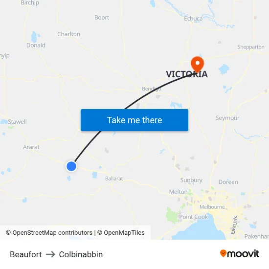 Beaufort to Colbinabbin map
