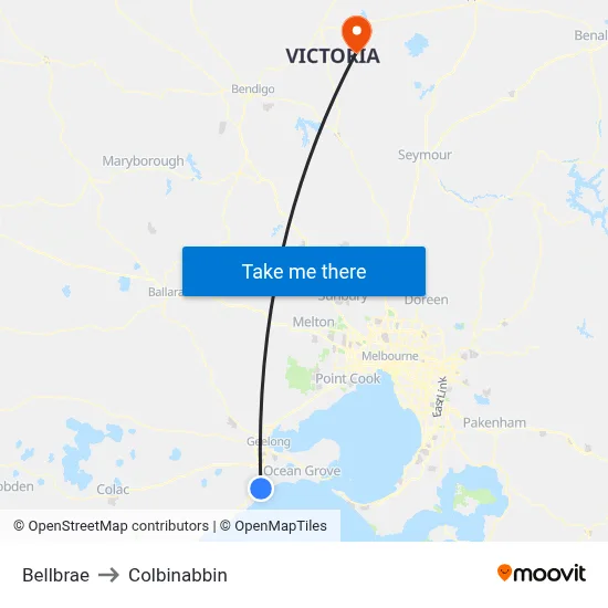 Bellbrae to Colbinabbin map