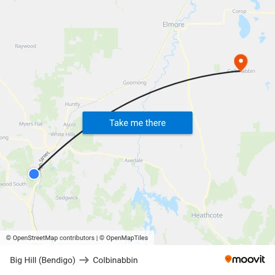 Big Hill (Bendigo) to Colbinabbin map