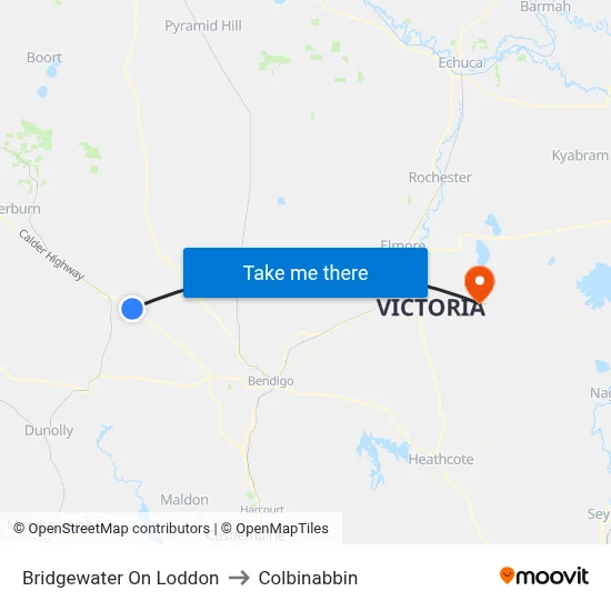 Bridgewater On Loddon to Colbinabbin map