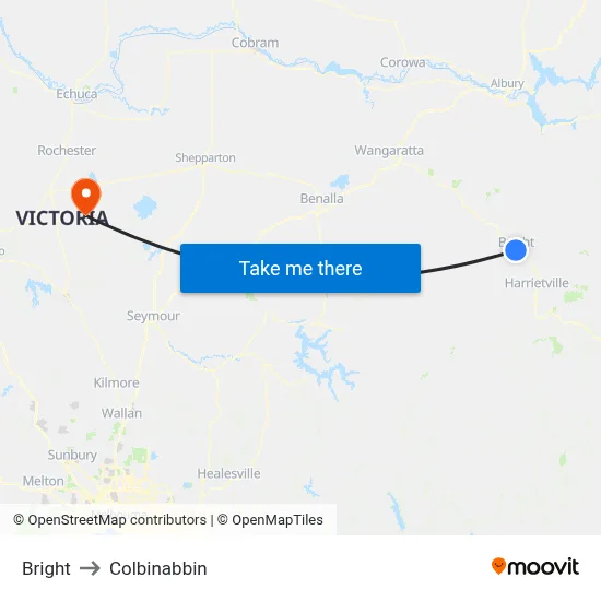 Bright to Colbinabbin map