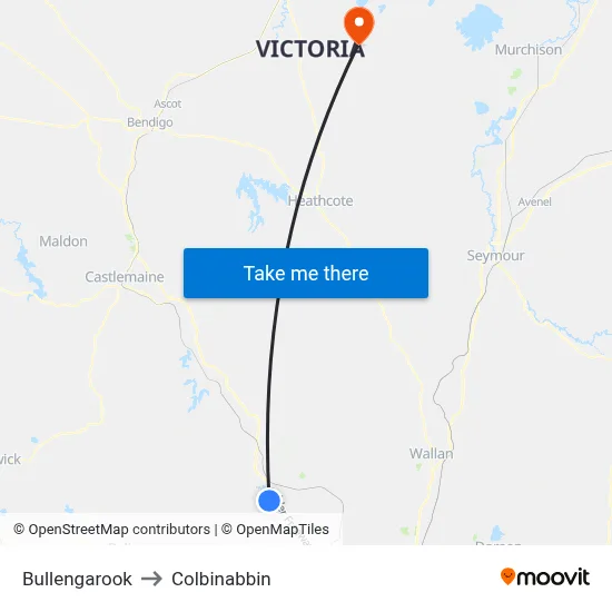 Bullengarook to Colbinabbin map