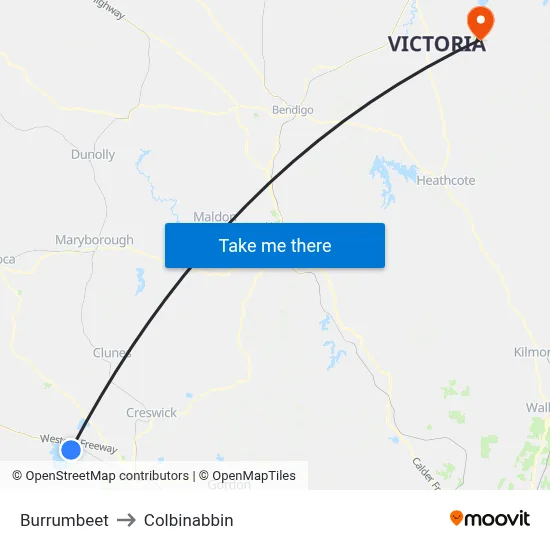 Burrumbeet to Colbinabbin map