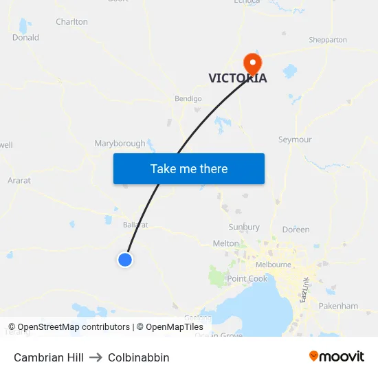 Cambrian Hill to Colbinabbin map