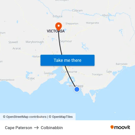 Cape Paterson to Colbinabbin map