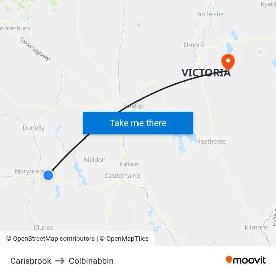 Carisbrook to Colbinabbin map