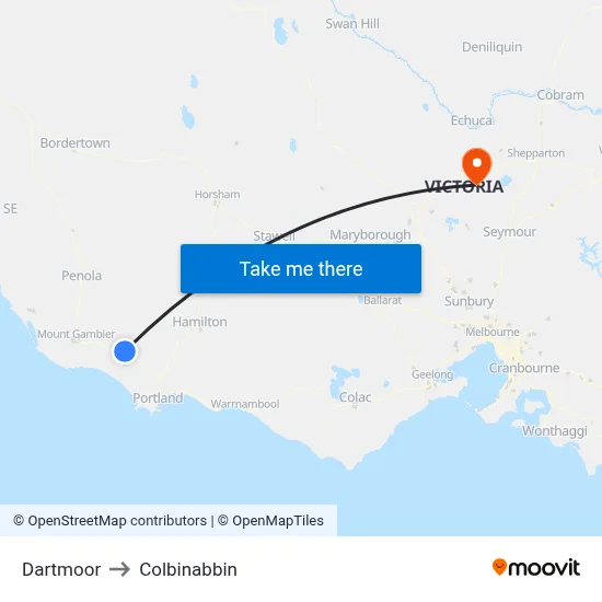 Dartmoor to Colbinabbin map
