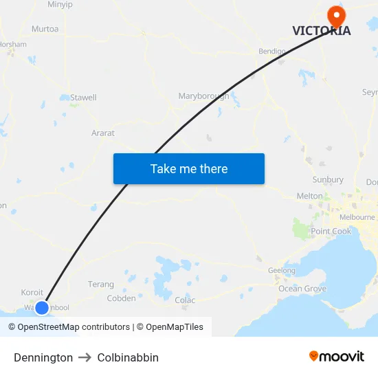 Dennington to Colbinabbin map