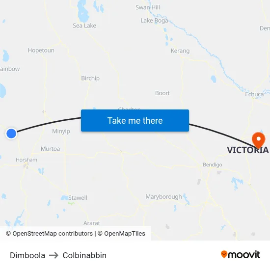 Dimboola to Colbinabbin map