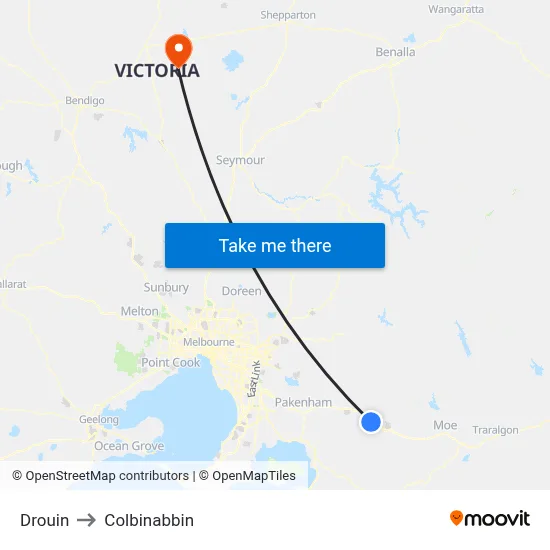 Drouin to Colbinabbin map