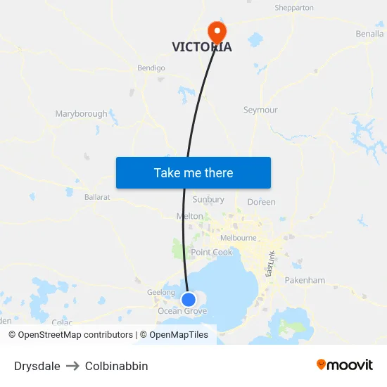 Drysdale to Colbinabbin map