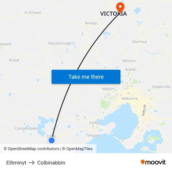 Elliminyt to Colbinabbin map