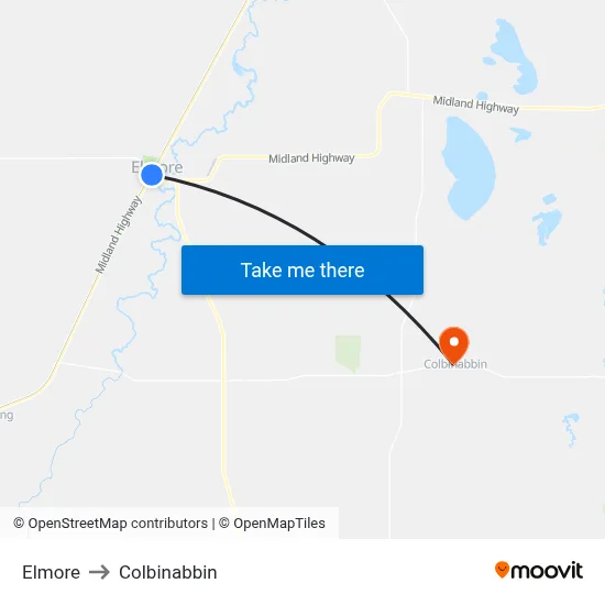 Elmore to Colbinabbin map