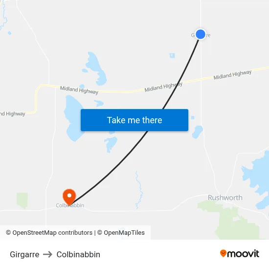Girgarre to Colbinabbin map