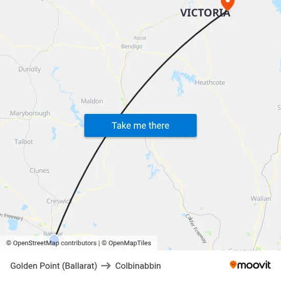 Golden Point (Ballarat) to Colbinabbin map