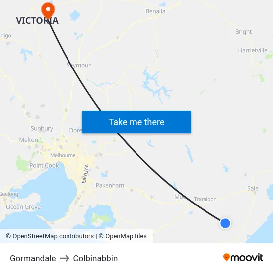Gormandale to Colbinabbin map
