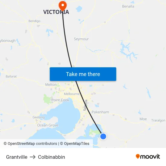 Grantville to Colbinabbin map