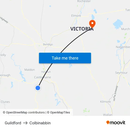 Guildford to Colbinabbin map