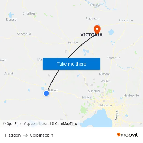 Haddon to Colbinabbin map