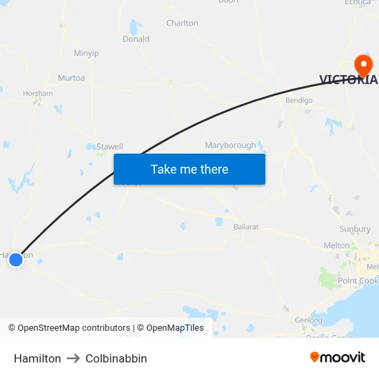 Hamilton to Colbinabbin map