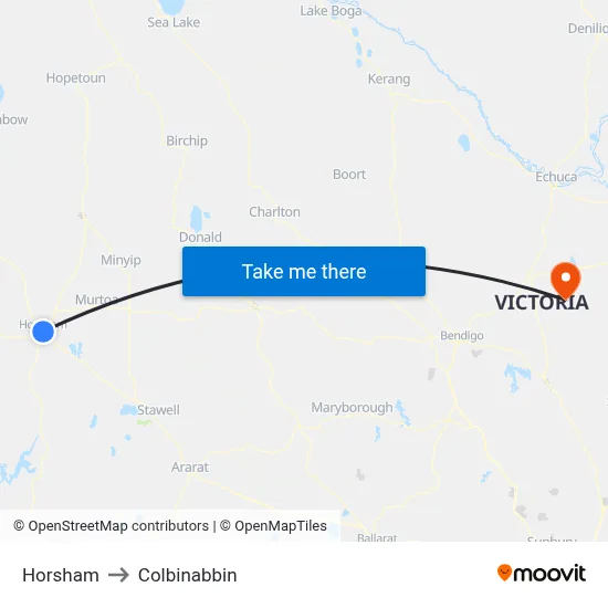 Horsham to Colbinabbin map