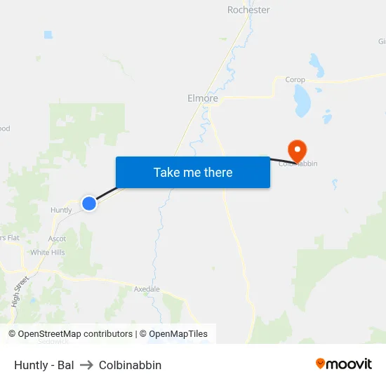 Huntly - Bal to Colbinabbin map