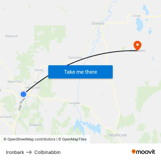 Ironbark to Colbinabbin map
