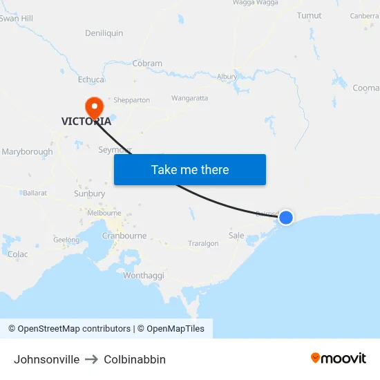 Johnsonville to Colbinabbin map