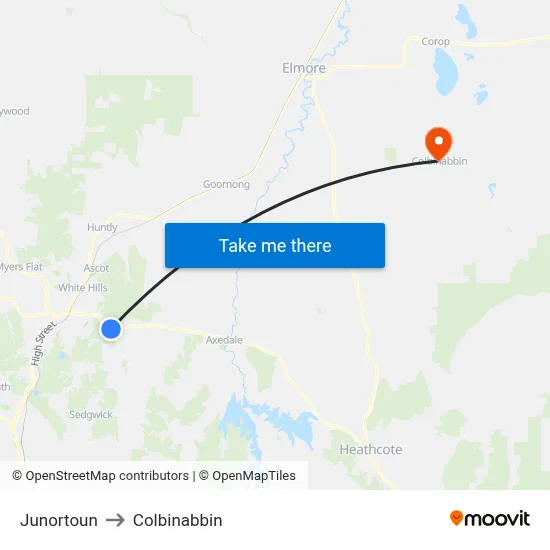 Junortoun to Colbinabbin map