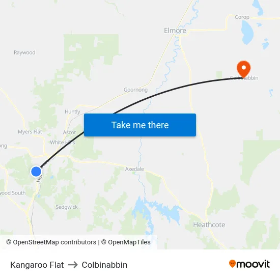 Kangaroo Flat to Colbinabbin map
