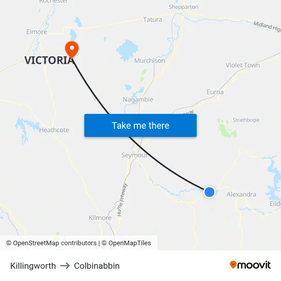 Killingworth to Colbinabbin map