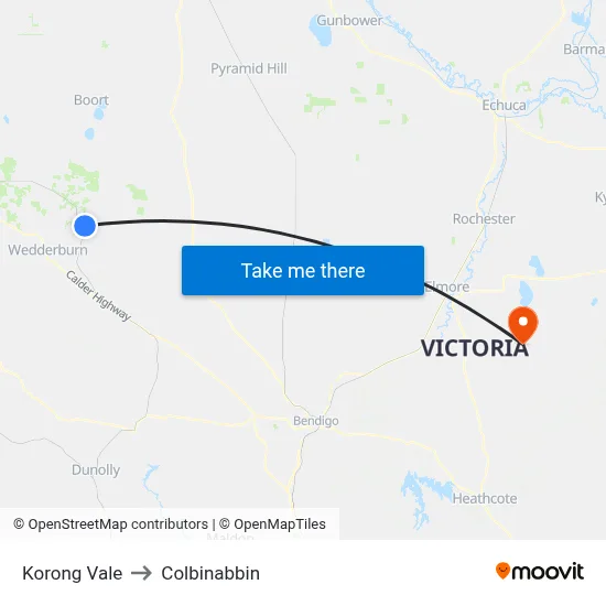 Korong Vale to Colbinabbin map