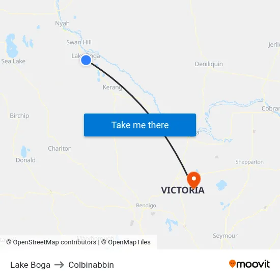 Lake Boga to Colbinabbin map