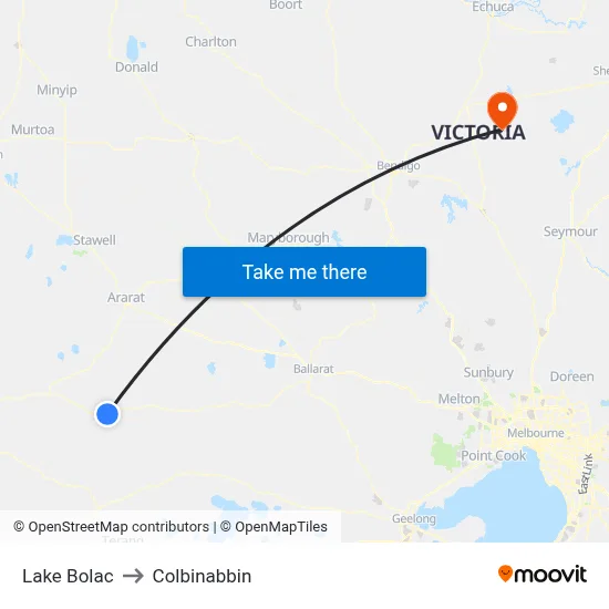 Lake Bolac to Colbinabbin map