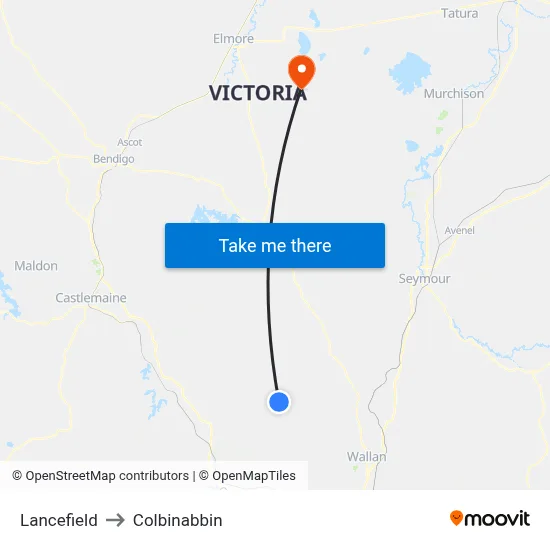 Lancefield to Colbinabbin map