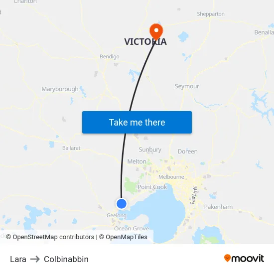 Lara to Colbinabbin map