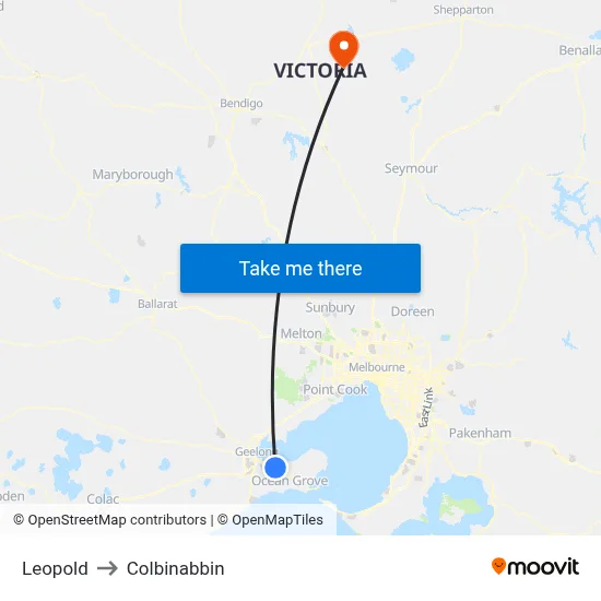 Leopold to Colbinabbin map