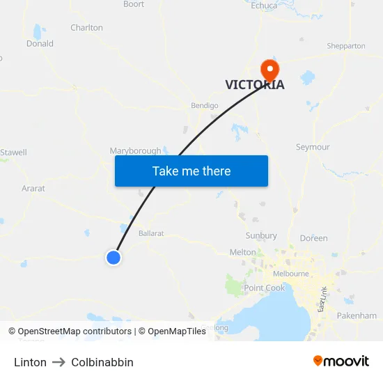 Linton to Colbinabbin map