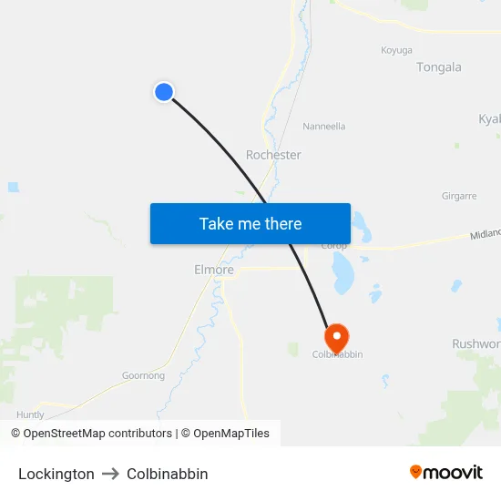 Lockington to Colbinabbin map