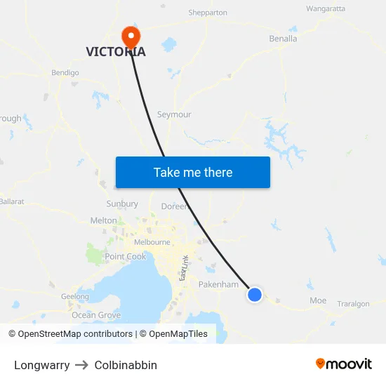 Longwarry to Colbinabbin map