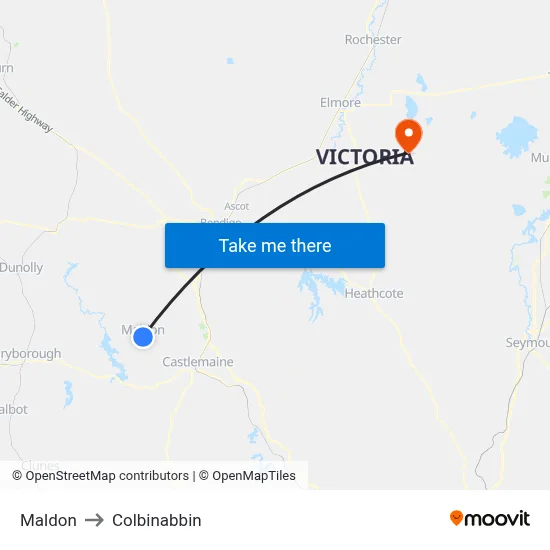 Maldon to Colbinabbin map