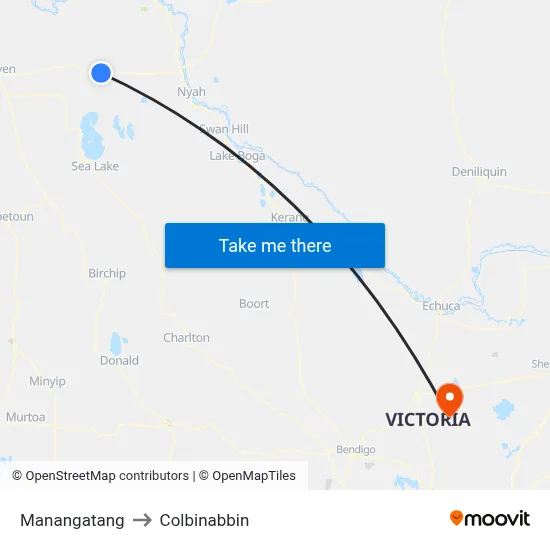 Manangatang to Colbinabbin map