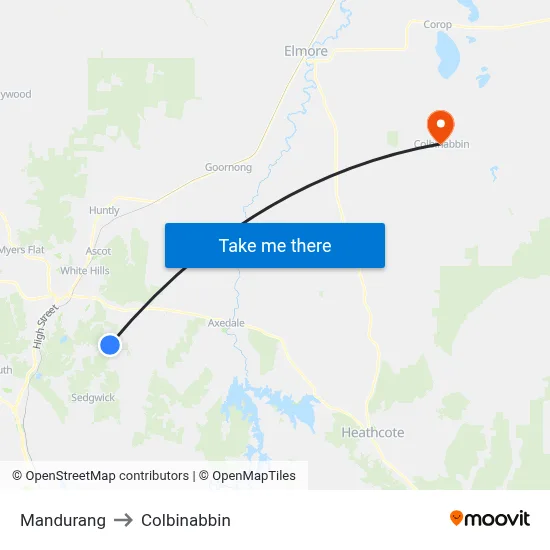 Mandurang to Colbinabbin map