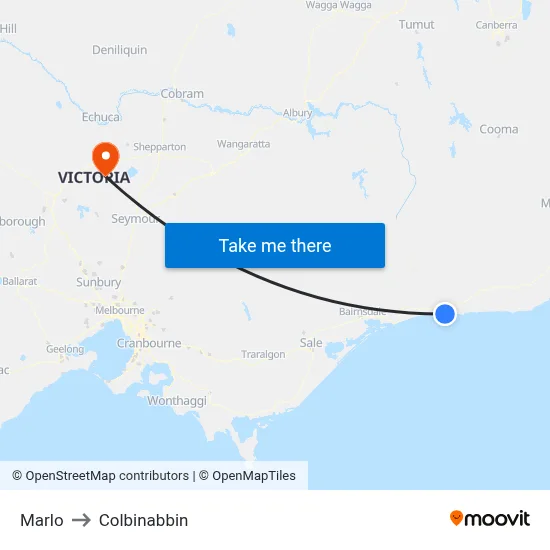 Marlo to Colbinabbin map