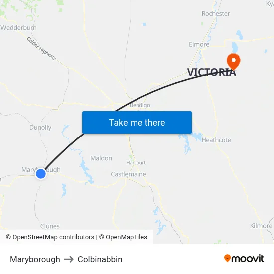 Maryborough to Colbinabbin map